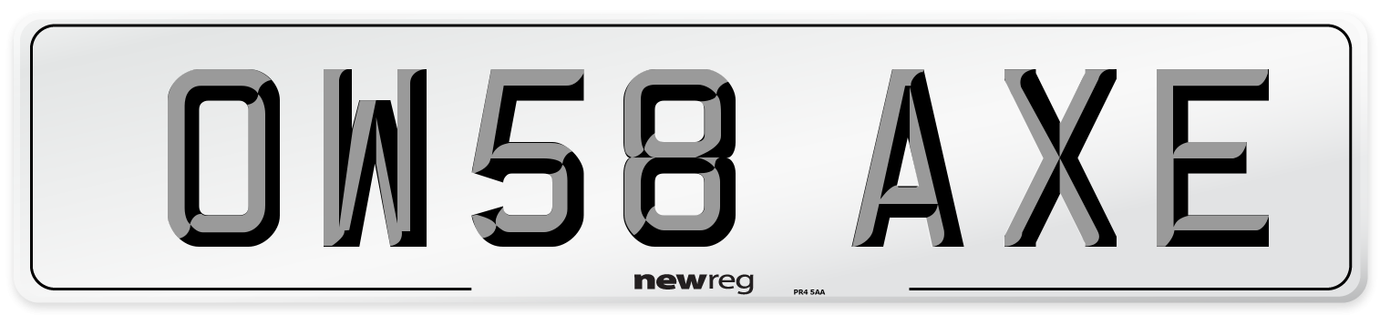 OW58 AXE Number Plate from New Reg